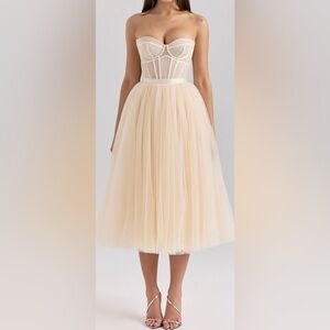 House of CB Strapless Cream Dress